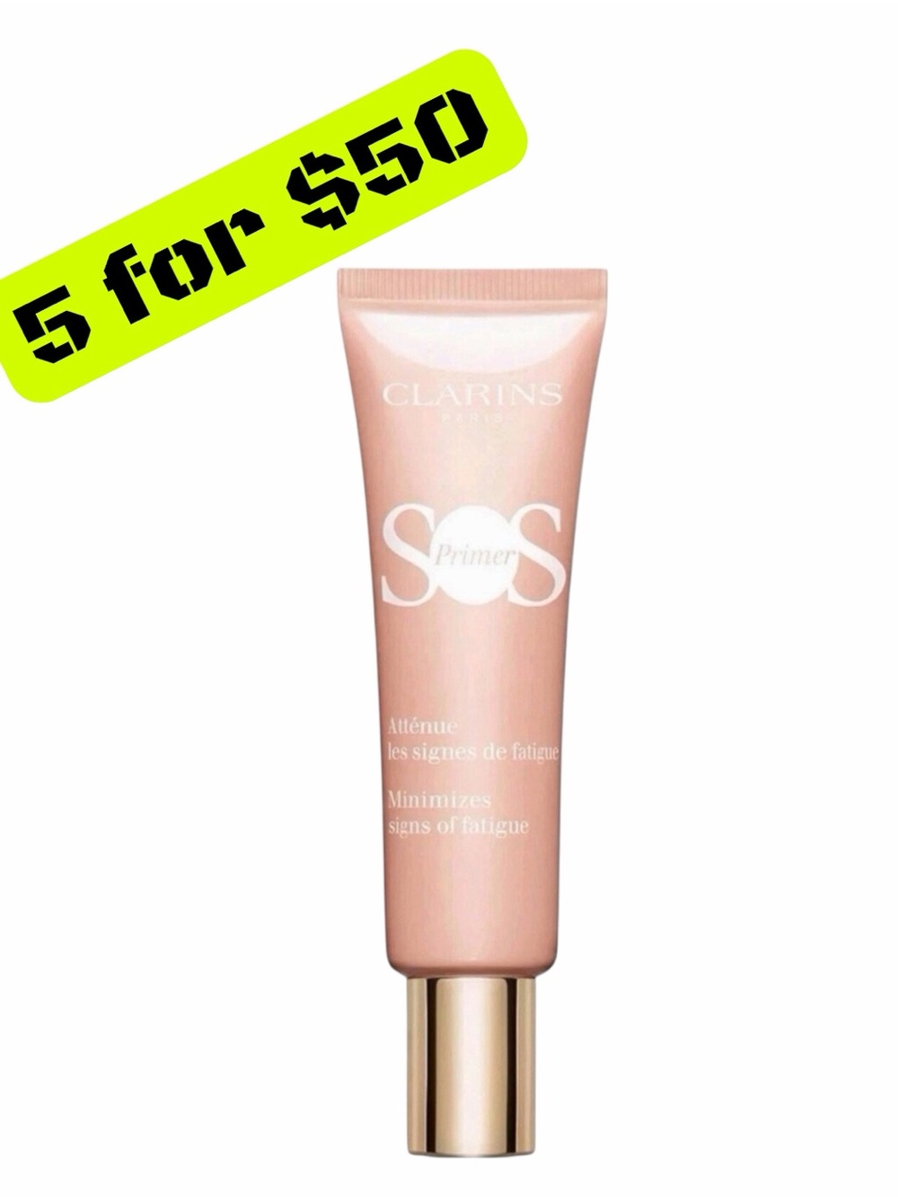5 ITEMS FOR $50 • Clarins SOS Primer Lightweight Preps  Hydrates 1oz PINK